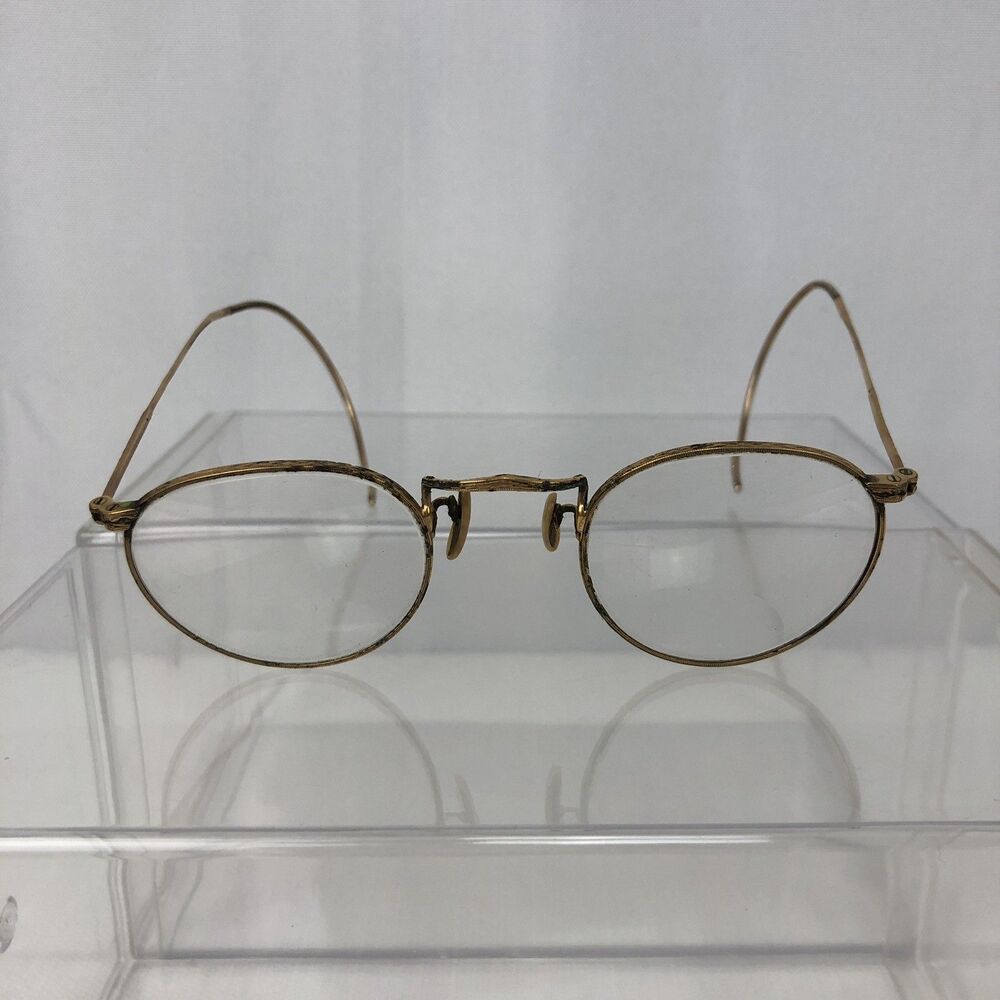 Vintage Antique Shuron Gold Rimmed Embossed Wire Eyeglasses
